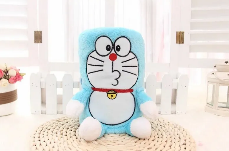 Плюшевые рулон одеяло 1 шт. 95 см мультфильм сладкий поцелуй Doraemon мягкие фланелевые офисные теплое плюшевое полотенце творческий подарок для маленьких детей