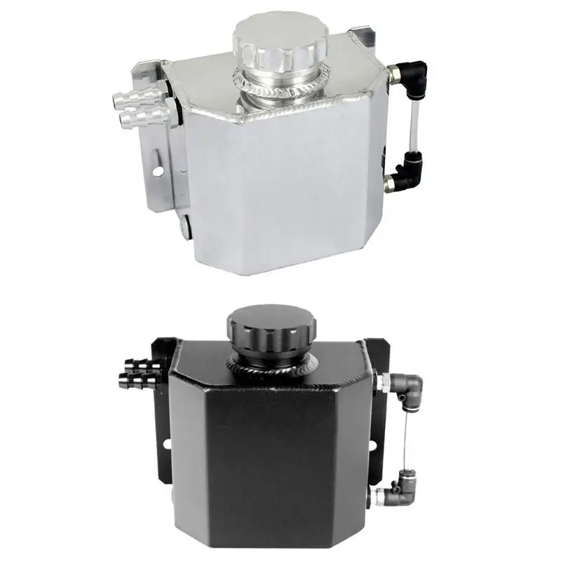 

Universal 1L Aluminum Car Auto Oil Catch Can Tank Reservoir with Drain Plug Engine Filter Waste Oil Can