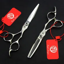 534#6 ''бренд фиолетовый дракон высшего класса Парикмахерские ножницы 440C 62HRC Парикмахерские ножницы для резки Thinning ножницы для волос