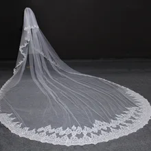 High Quality 5 Meters Neat Sparkle Sequins Lace Edge 2T Wedding Veil with Comb 5M Long Luxury 2 Layers Bridal Veil 2019