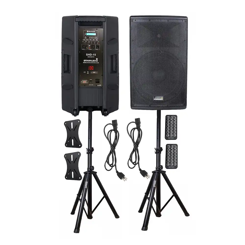STARAUDIO Dual 15" 5000W Powered Active DJ Stage PA Audio Speaker LED