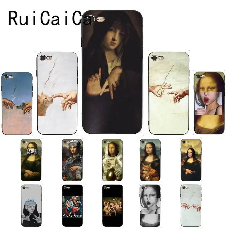 Ruicaica Забавный чехол для телефона Leonardo da Vinci Mona Lisa Pat Cat Art эстетика iPhone 8 7 6 6S 6Plus 5 5S SE