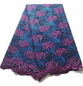 

2019 Latest French Nigerian Laces Fabrics High Quality Tulle African Laces Fabric Wedding Royal Blue French Tulle switzerland La