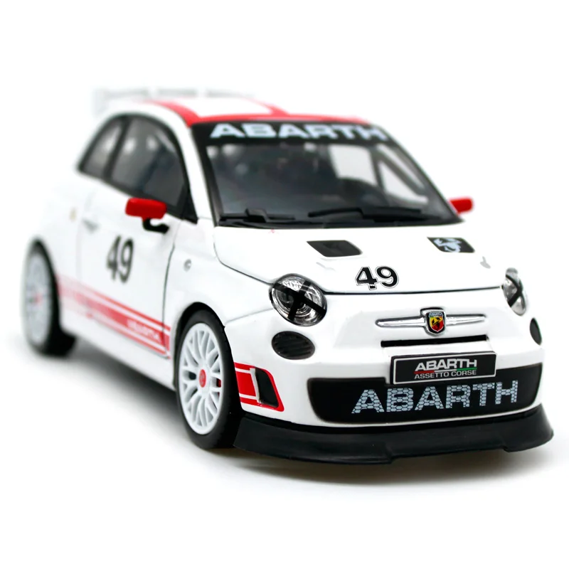 Bburago 1:24 Fiat ABARTH 500 Assetto Corse 49# Белый спортивный автомобиль литая модель автомобиля игрушка Новинка в коробке 28101