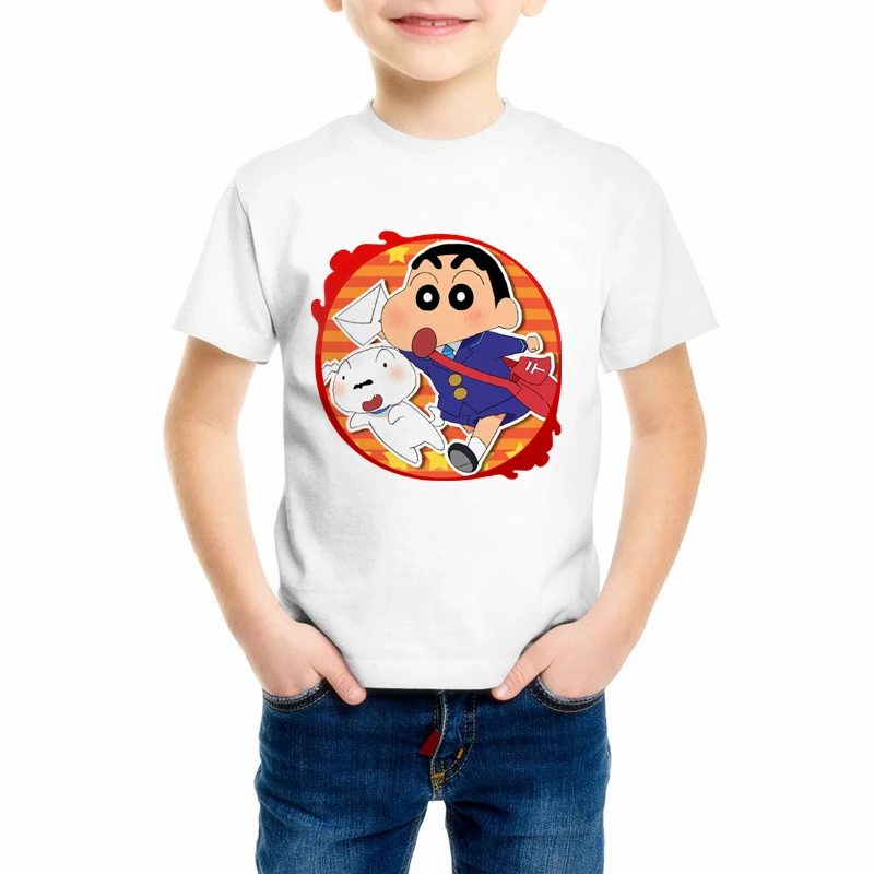 

Cartoon Girl t shirts white top boy clothes Crayon shin-chan clothing Japan anime Children's t shirt Brand Clothing 47C-15#