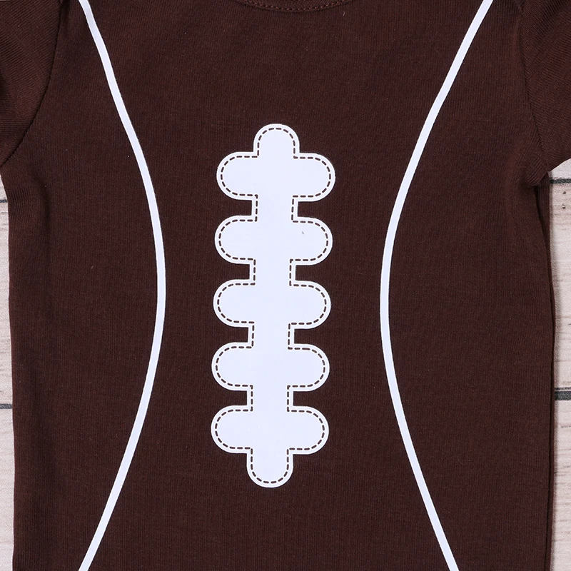 Летнее боди для новорожденных коричневый Американский футбол хлопковое 0 24 м