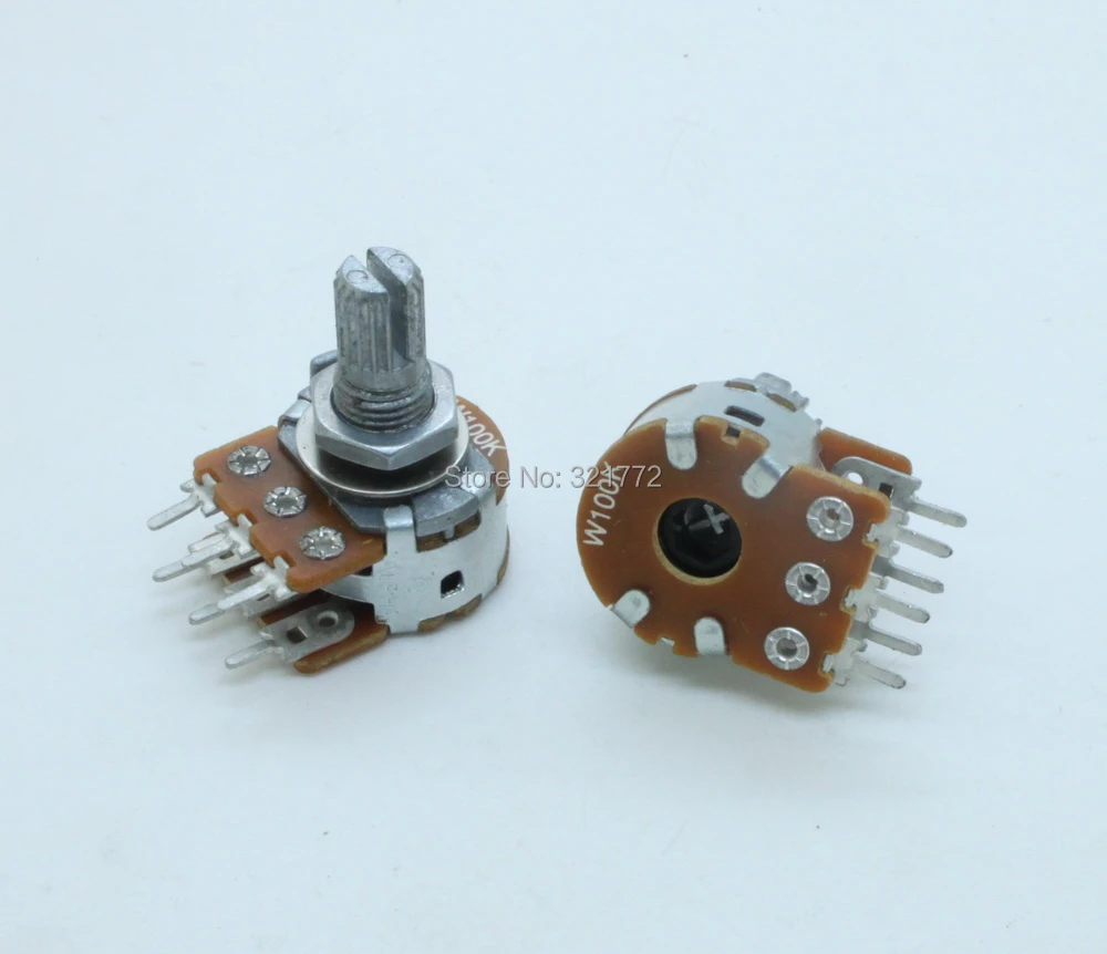 16mm Alpha W100k 100k W Taper Dual Potentiometer Knurled Shaft Pc Mount