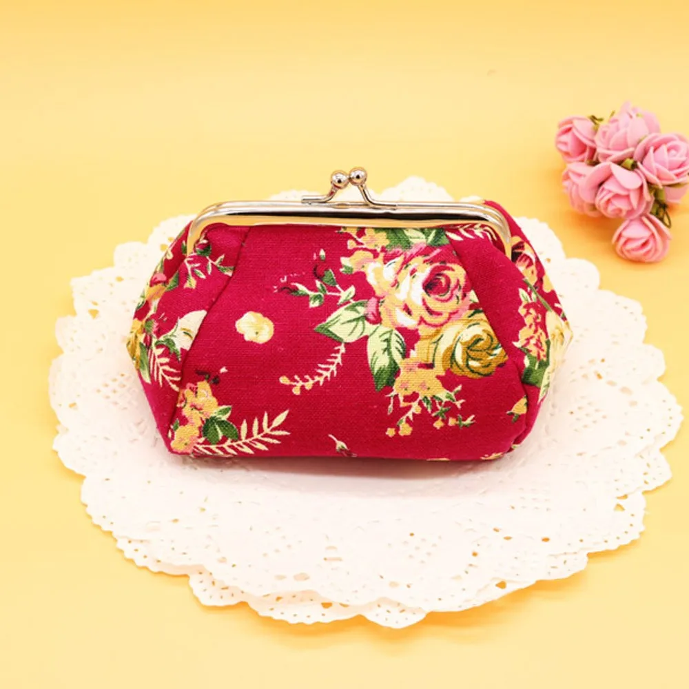 Женский Ретро винтажный маленький кошелек с цветочным принтом, сумочка-клатч, повседневный женский кошелек, Мини Подарочный Кошелек для монет Carteira# M06