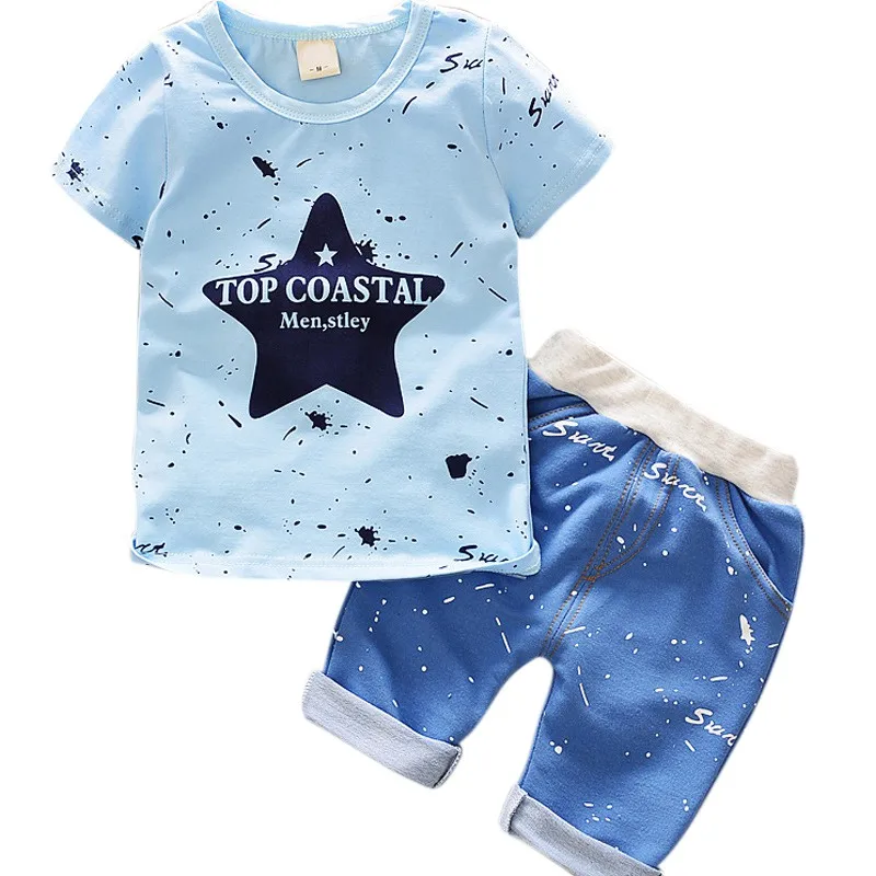 

Children's Clothing Set Summer Baby Boy Short Sleeve T-shirt Casual Denim Pant Clothes Set for Kids Boys