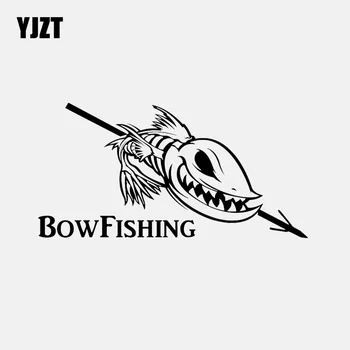 

YJZT 16.7CM*8.4CM Bow Fishing Car Sticker Bowfishing Reel Fish Vinyl Decal Decor Black/Silver C24-0762