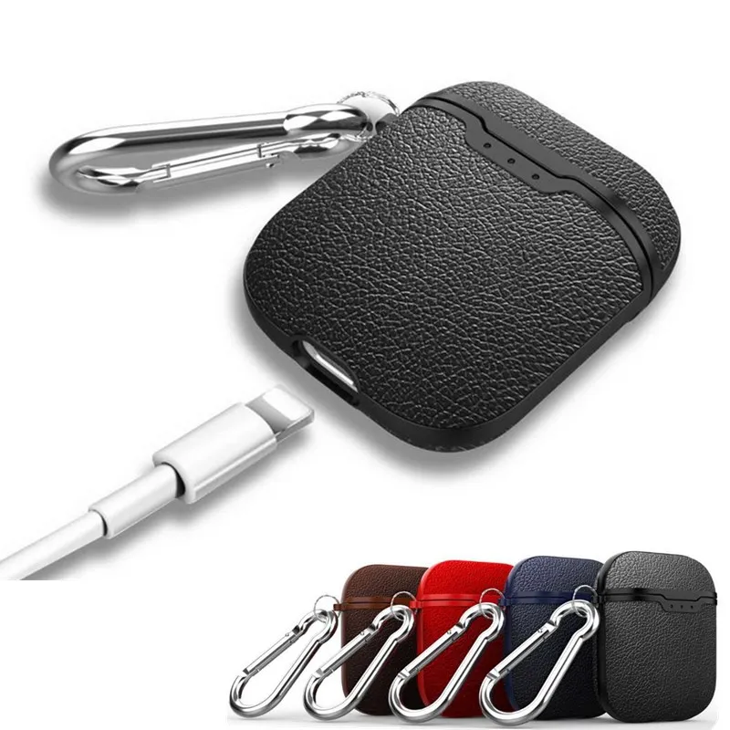 

Earphone Case For Apple AirPods Protective Soft Silicon Cover Leather Pattern Shockproof Earphone Box For Airpods Accessories