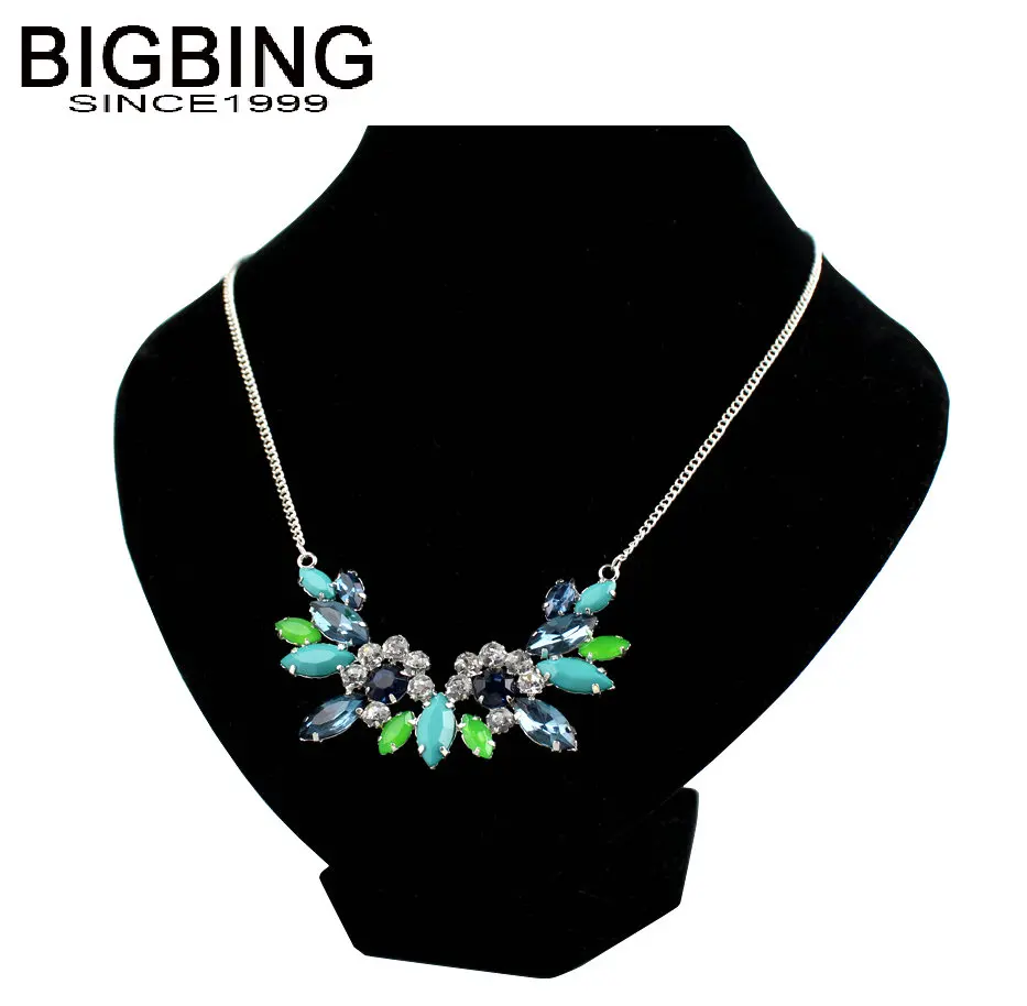 

R185 BIGBING fashion jewelry green blue crystal owl silver short necklace wholesale jewelry high quality Free shipping