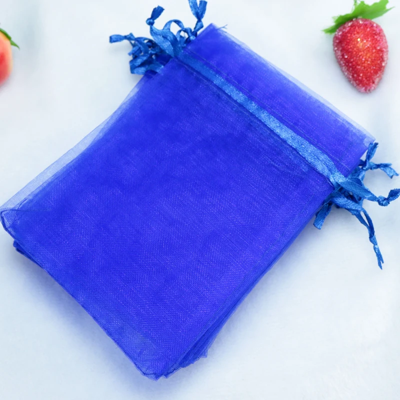 

1000pcs/lot Royal Blue Organza Bags 9x12cm Tulle Jewelry Package Pouches Small Wedding Favor Candy Gift Bag Packaging Bags