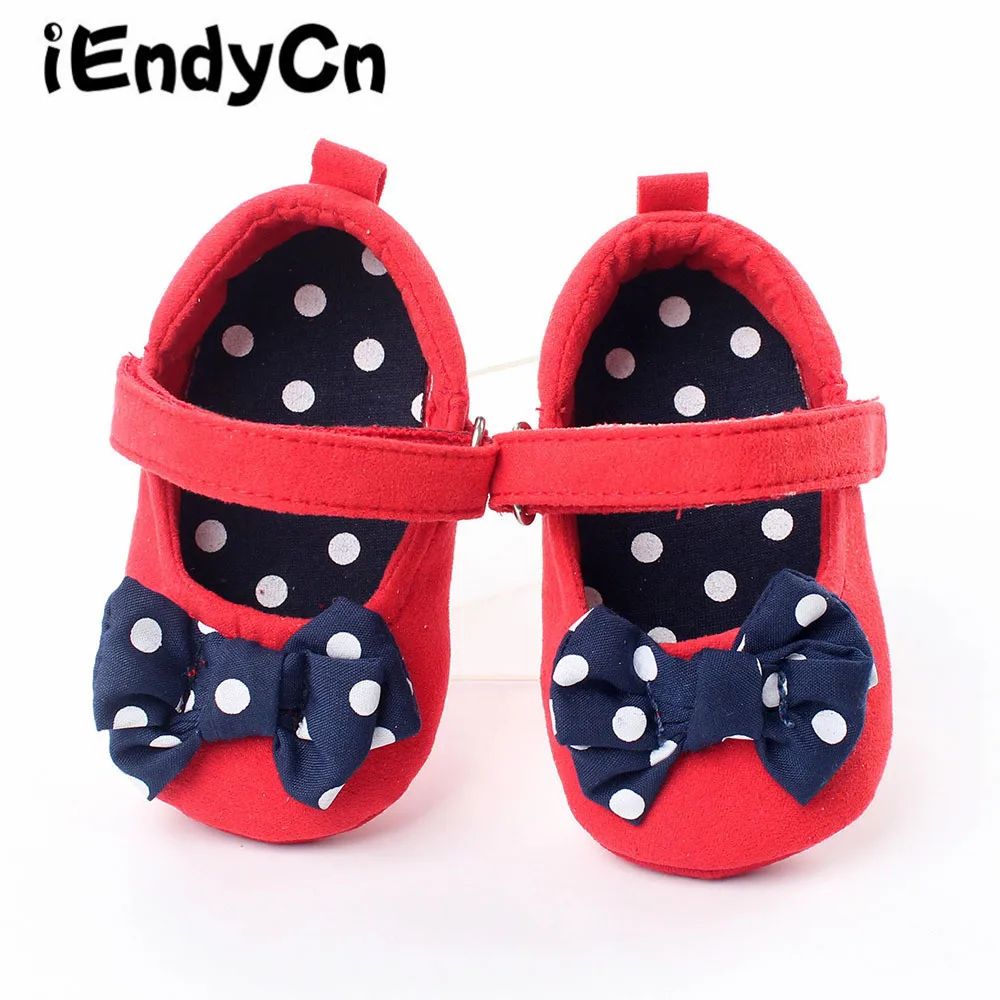 

iEndyCn Baby Girl Shoes Newborn Soft Cotton Baby Shoes Bottom Bow breathability Polka Dot Non - Slip Baby Leisure Shoes YD259