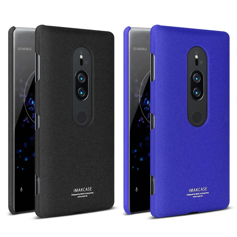 

sFor Sony XA2 Plus Case IMAK Frosted Plastic Back Cover Case For Sony Xperia XA2 Plus With Ring Holder Gift Film