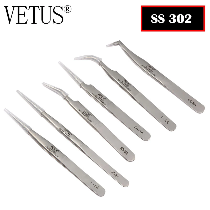 Pestañas Pinzas sombrancelha pincet las Cejas de extensión de pestañas Pinzas de acero inoxidable herramientas Pinzas Cejas Vetus