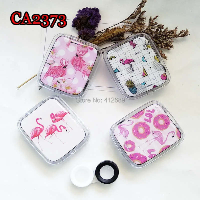 

CA2373 pink flamingo colorful soft contact lens case