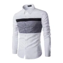 2017 Spring casual mens casual shirt long sleeves,Fashion stitching striped shirt men ,Men’s business shirt slim single breasted