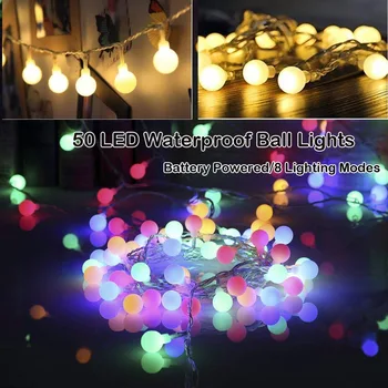 

Battery Powered 50 LED Ball Starry Fairy String lights 8 Lighting Modes With Remote Control For Bedroom Garden Christmas Tree