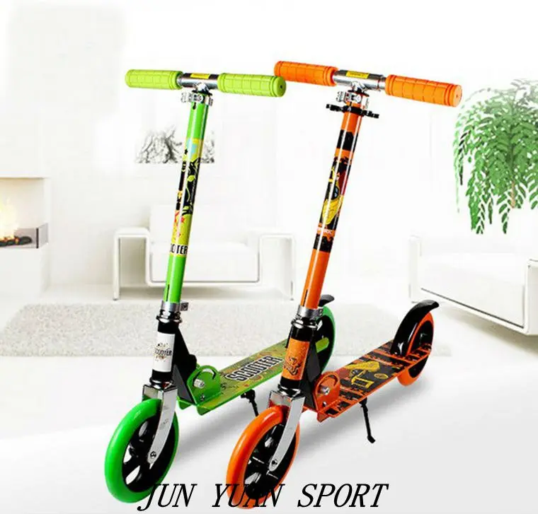 

Child Foldable Adjustable Kick Scooter Aluminum Alloy Outdoor Foldable Height Adjustable Foot Kick Scooter Two Rounds Kickboard