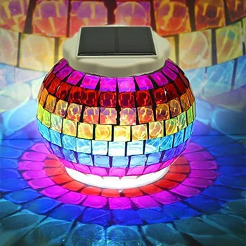 

Solar Powered Mosaic Glass Ball Lights Color Changing Waterproof Led Outdoor Garden Lawn Jar Lights for Christmas Decorations