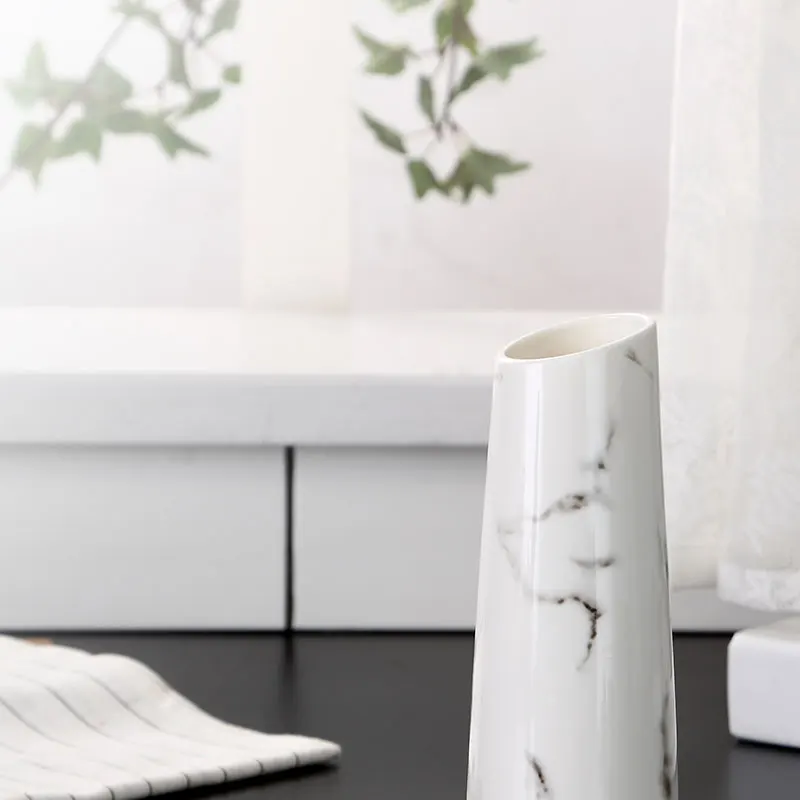 Ваза керамическая белая настольная с мраморным рисунком|home decor vase|decorative vasemodern vase |