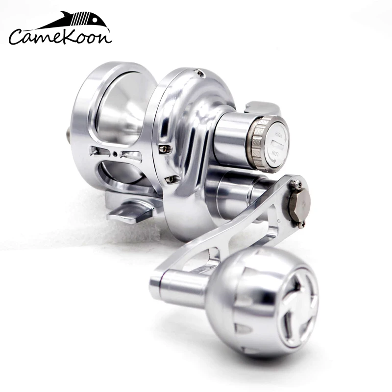 Cheio de Metal Alavanca de Água Camekoon Convencional Salgada Arrastar Carretel Pesca 28 kg Max Arraste Mar Profundo Grande Jogo Trolling Tr100