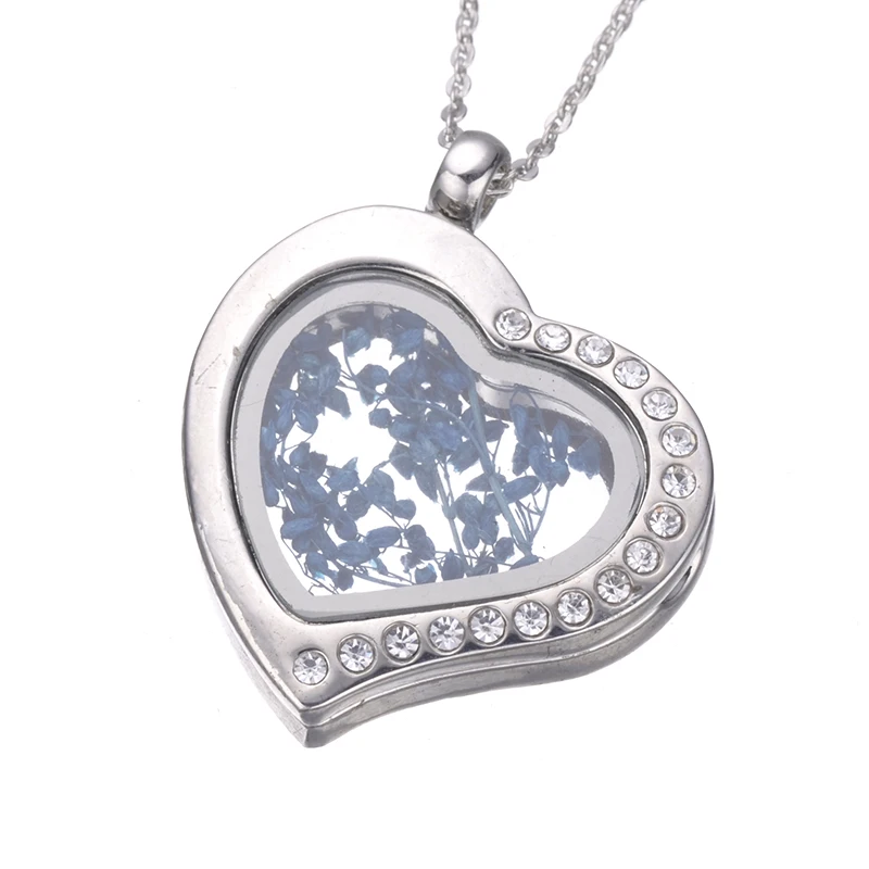 High Quality 34*28mm Women's Crystal Floating Lockets Wholesale Diy Craft Chains Glass Lockets