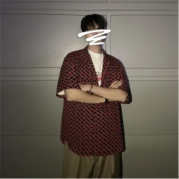 

Summer Dress Men's Slim Fashion Men Casual Streetwear Short-sleeved Loose Large Classic Shirt Male Striped Plaid Comfortable