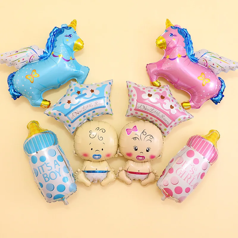 

Kids Birthday Baby Cartoon Bottle Aluminum Foil Ballon Wedding Birthday Party Supplies Dolphin Flying Horse Balloons