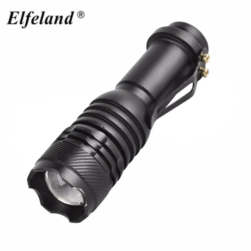

Elfeland 5000Lm Super Bright Q5 14500/AA LED Flashlight Telescopic Zoom Mini Torch Lights 3 Modes Lantern With Belt Clip