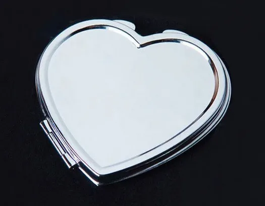 

SILVER COMPACT MIRRORS BRIDESMAIDS WIFE GIRLFRIEND HEART SHAPED MAKEUP CASES 10PCS/LOT