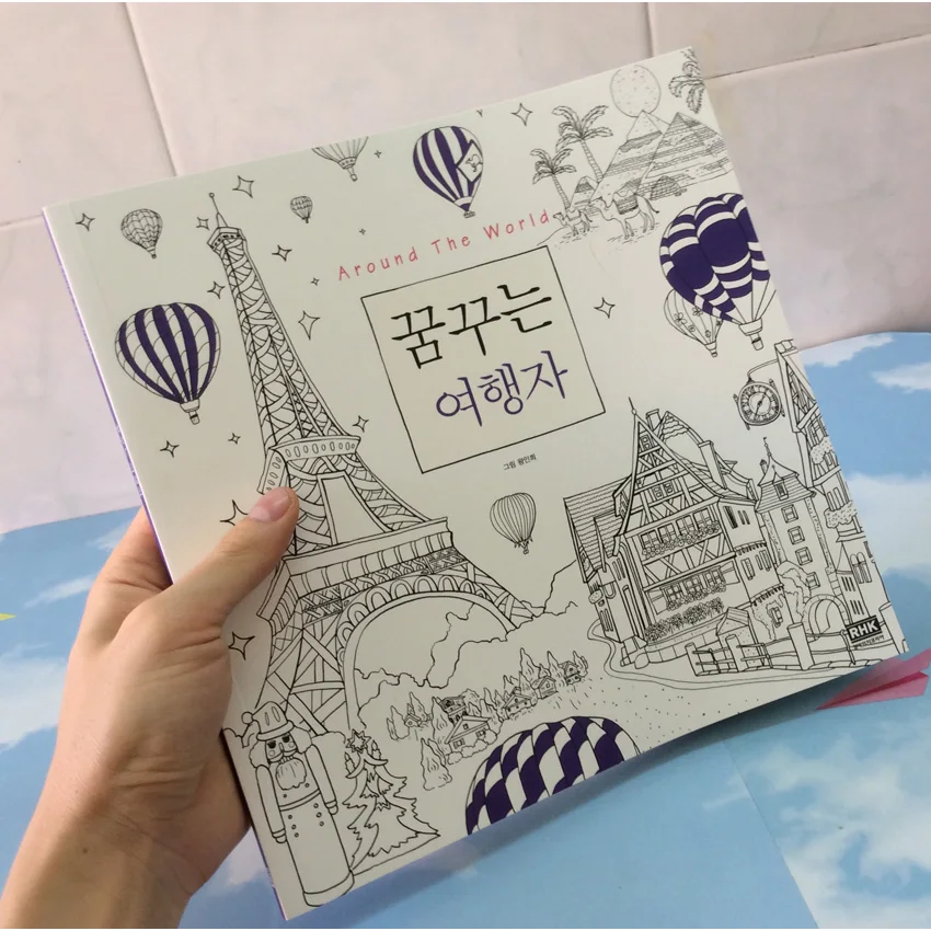 64 pages Around The World Colouring Book Secret Garden Coloring Book For adults children Relieve Stress Graffiti Drawing Book water magic graffiti cloth book 4 pages cartoon canvas book
