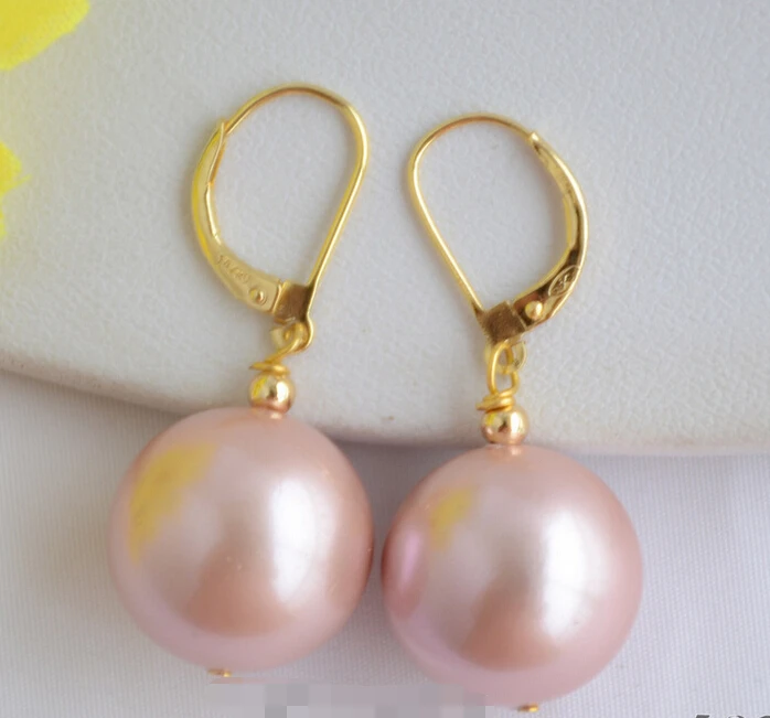 

HOT SELL - > 12413 ROUND LAVENDER SOUTH SEA SHELL PEARL DANGLE EARRING -Top quality free shipping
