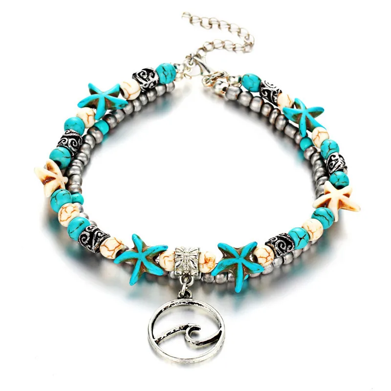 

Multiple Shell Wave Heart Turtle Elephant Starfish Pendant Bracelet Unique Gold/Silver Color Bracelet For Women Gift