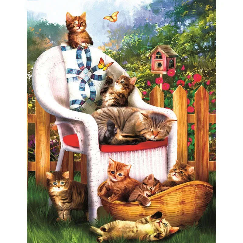 Full Square/Round DIY Diamond Embroidery Lovely kittens 5D Painting Rhinestone Mosaic Decor HYY | Дом и сад