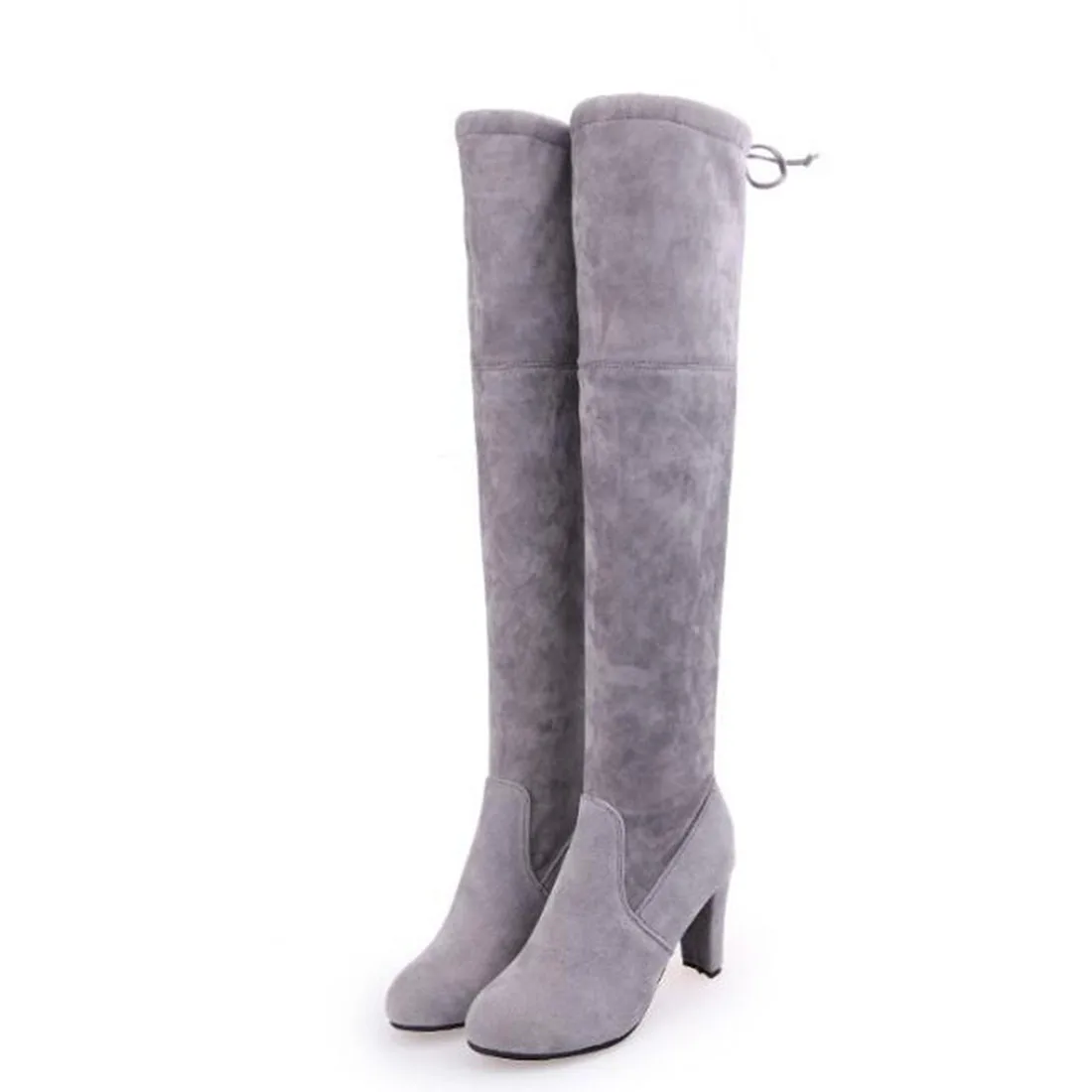 

New Women Gladiator Flock Thin High Heels Shoes Pointed toe Pumps Woman Winter Sexy Elastic Band Over the knee Boots