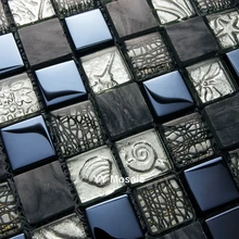 Роскошная серая каменная Смешанная Черная Стеклянная металлическая мозаичная плитка, кухонная щитка, линия талии для ванной, душевая плитка, покрытие для прихожей, настенная плитка