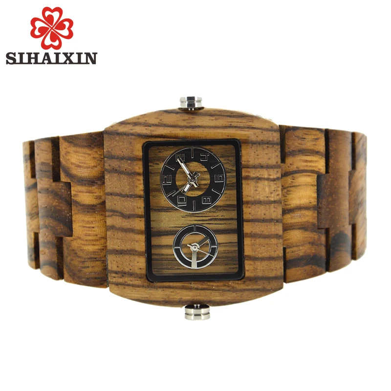 Wood Multifunction Quartz Mens Watches3