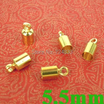 

5.5mm New Golden tone Tube End Bead Caps Connectors for Fashion DIY Leather Cords Bracelet Necklace Jewelry Making Wholesale