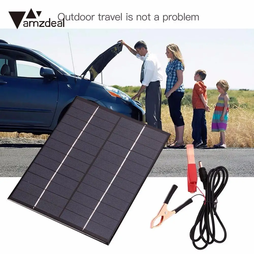 

amzdeal Waterproof 5.5W 12V Solar Panels Board Cars Battery Power Charging Professional Outdoor Travelling Powerbank DIY Module