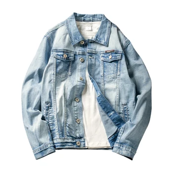

2018 Spring New Double-Pocket White Nostalgic Denim Jacket New Cotton Outerwear Jean Jacket Men .