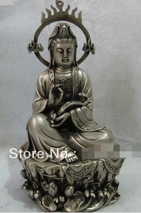 

0 bronze silver plating tibet buddhism RUYI kwan-yin Guan Yin statue
