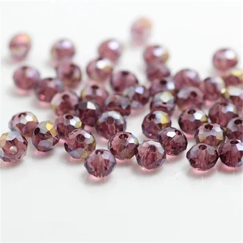 

Isywaka Purple Red AB Color 4*6mm 50pcs Rondelle Austria faceted Crystal Glass Beads Loose Spacer Beads for Jewelry Making