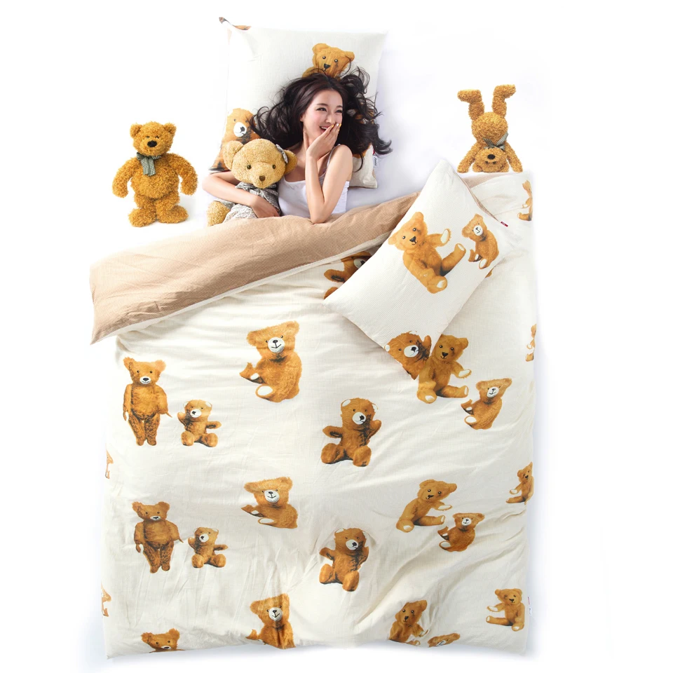 Child cartoon bear bed set summer style 100 cotton kids bedding set