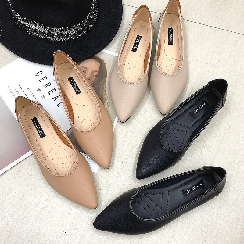 

Spring Autumn Woman Flats Pu Leather Slip on Shoes Pointed Toe Ballet Flats Ladies Shoes zapatos mujer Single Shoes 71C33