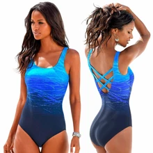 Винтажный купальник с перекрестной спинкой, Женский цельный купальник, градиент, плюс размер, купальный костюм, монокини, сексуальные стринги, Beathwear