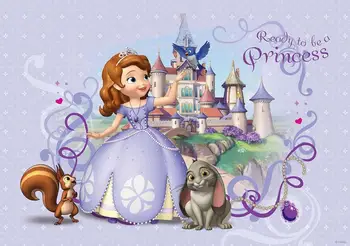 

Sofia Princess Palace Castle Animal Pets Crown purple Background Vinyl cloth High quality Computer printed wall backdrops