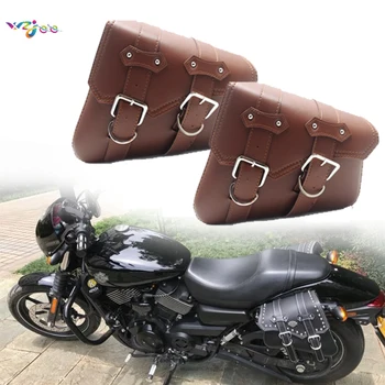 

Faux Leather Saddlebags Saddle Bags Tool Luggage Side Bag For Sportster XL 883 1200 Motorcycle