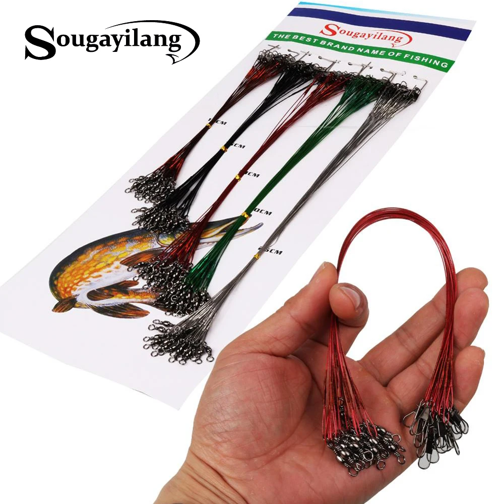 Sougayilang acier fil Leader avec pivotant pêche accessoire 3 couleurs corde pêche Leader Trace ligne de pêche pêche Leader fil